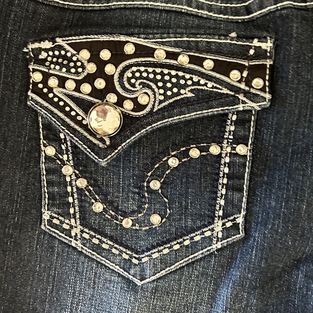 One 5 One Women’s Bootcut Blue Jeans 8 Embellished Denim Glam Casual Everyday